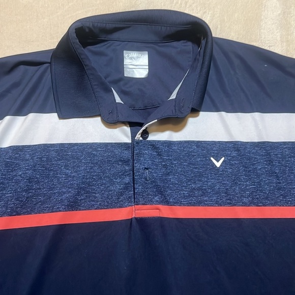 Callaway Men's Opti-Dri Polo Shirt - Black and Gray with Red Stripe sz L - Picture 2 of 4